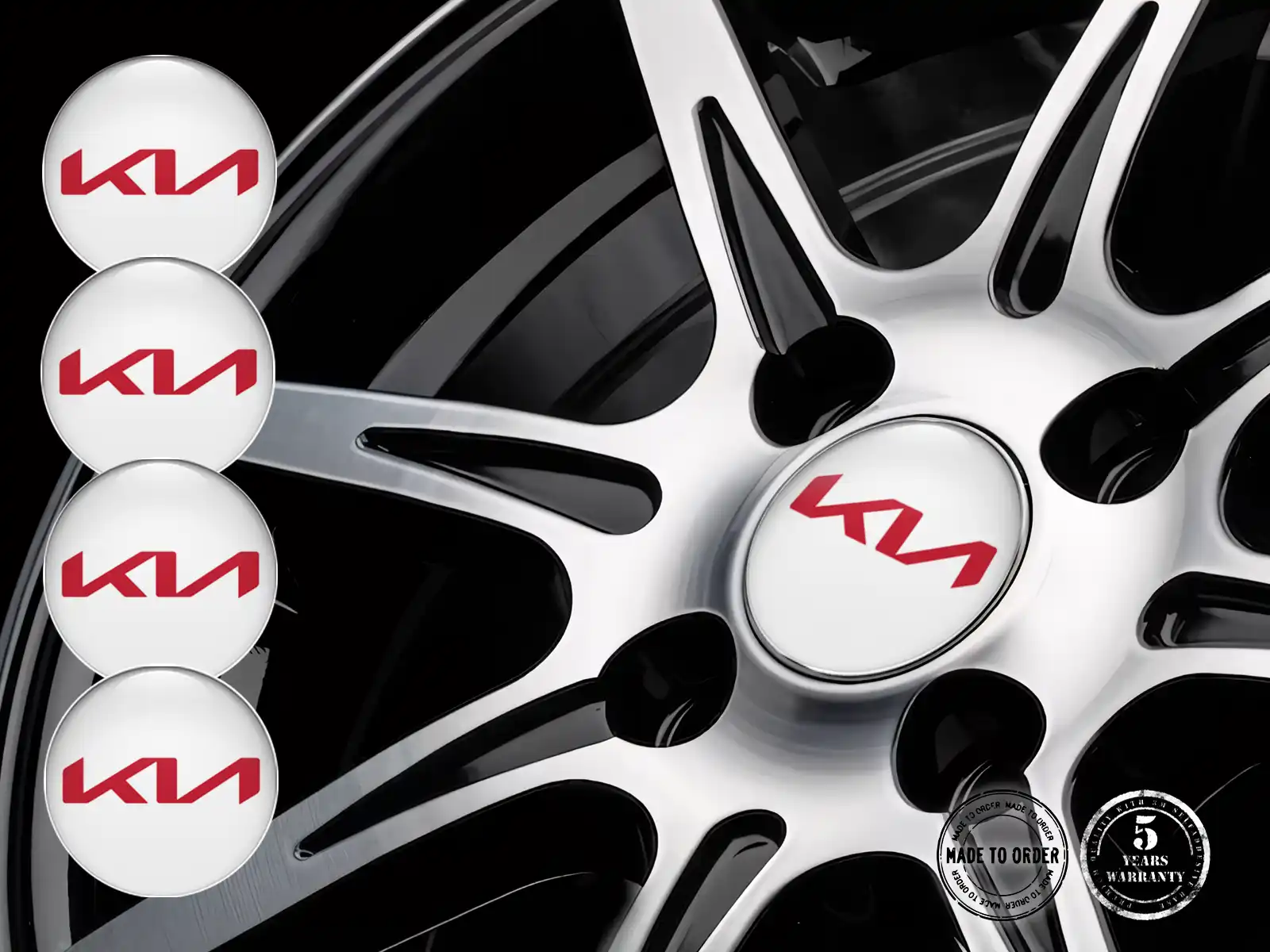 KIA Design Emblème Bombé Logos Roue Résine